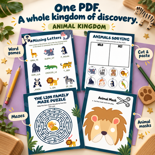 Animal Activity Book for Kindergarten: 100+ Printable Puzzles, Crafts & Worksheets My Store 2