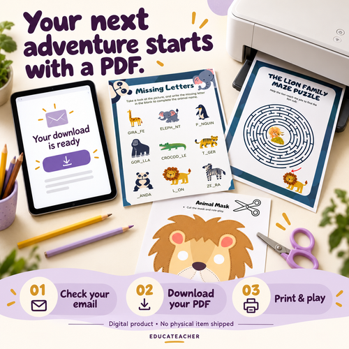 Animal Activity Book for Kindergarten: 100+ Printable Puzzles, Crafts & Worksheets My Store 2