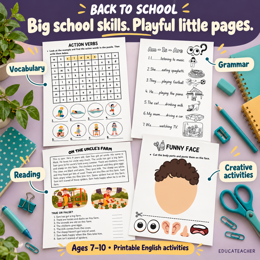 Printable Kindergarten Worksheets | Fun English Activity Workbook Educateacher Store
