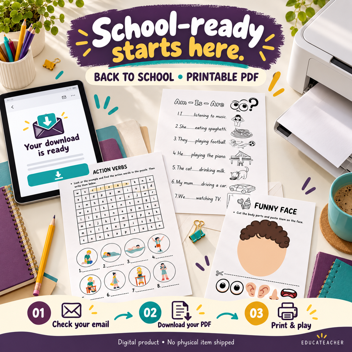 Printable Kindergarten Worksheets | Fun English Activity Workbook Educateacher Store