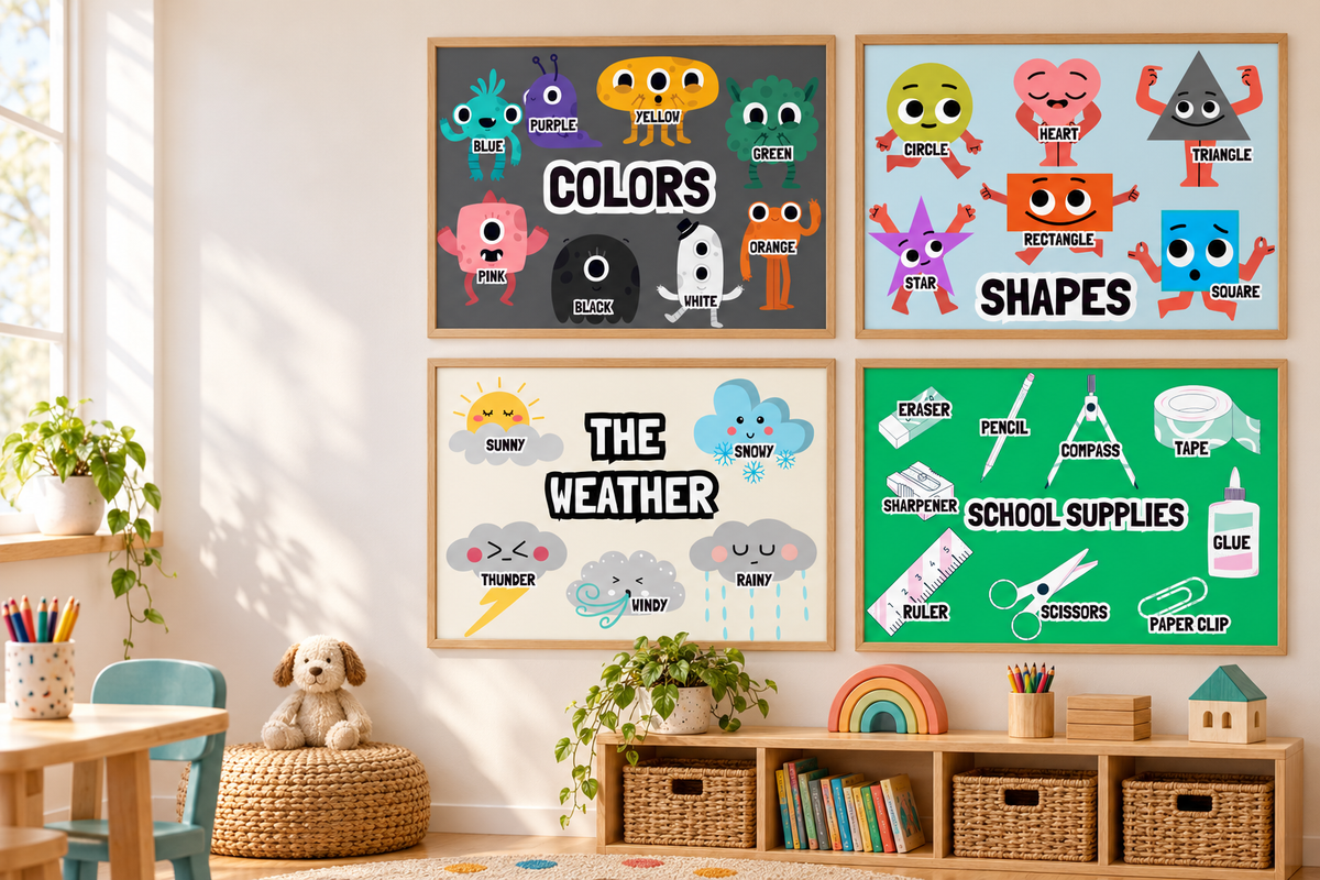Cut and Glue Worksheets for Preschool | Kindergarten Classroom Posters Pack Educateacher Store