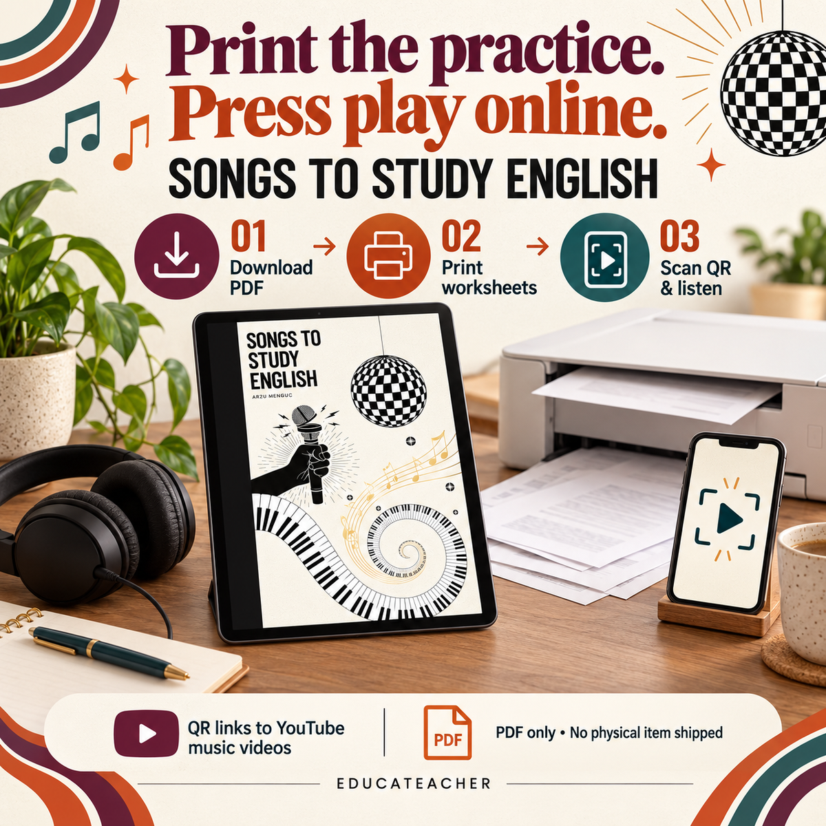 Song Lyric Worksheets | Cut and Paste Printables by Arzu Mengüç Educateacher Store