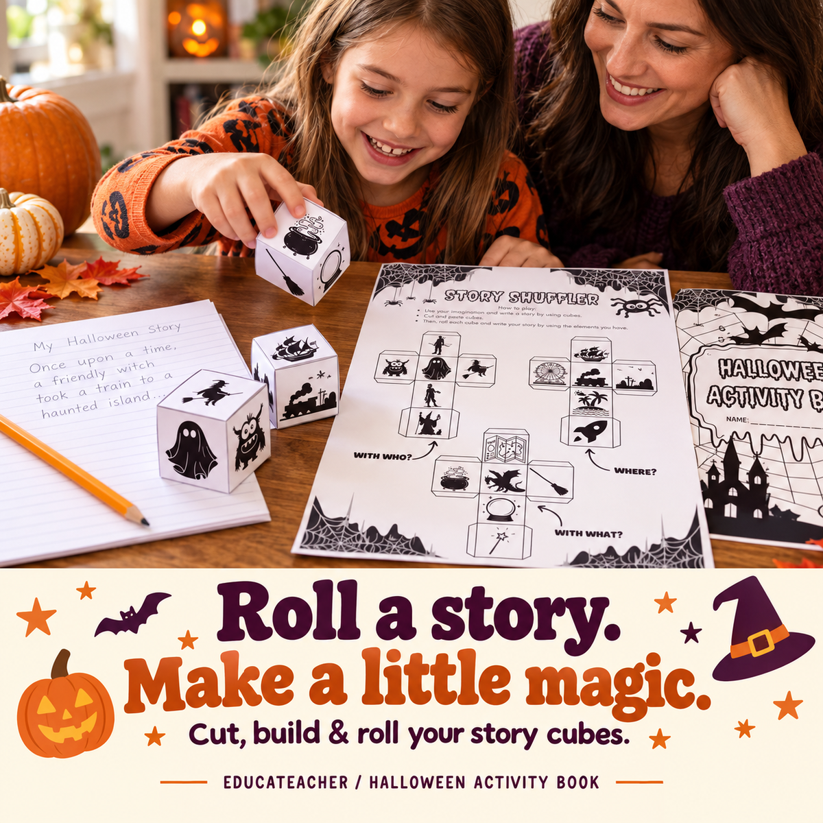 Halloween Activity Book | Creative Writing Workbook with Readings, Games & Pack Educateacher Store