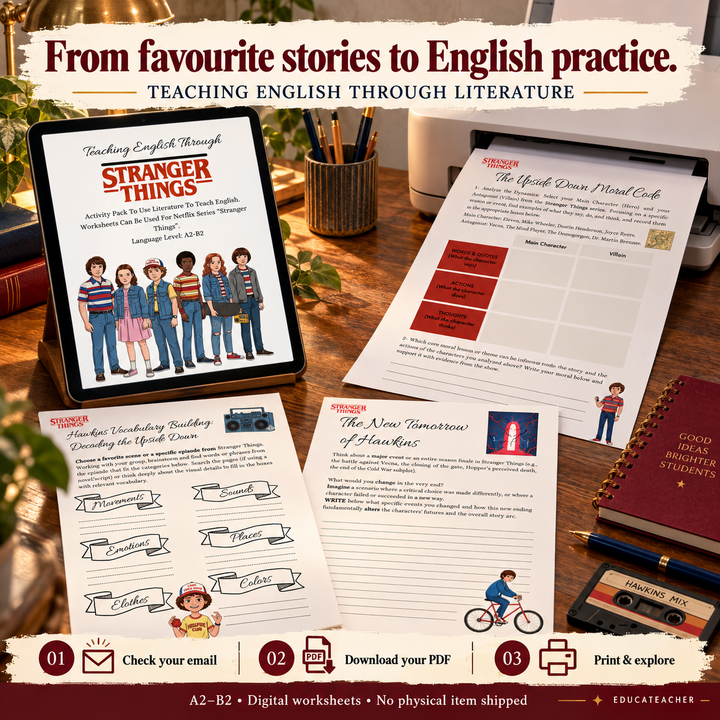 Stranger Things ESL Activities | Creative Writing Pack A2-B2 Educateacher Store