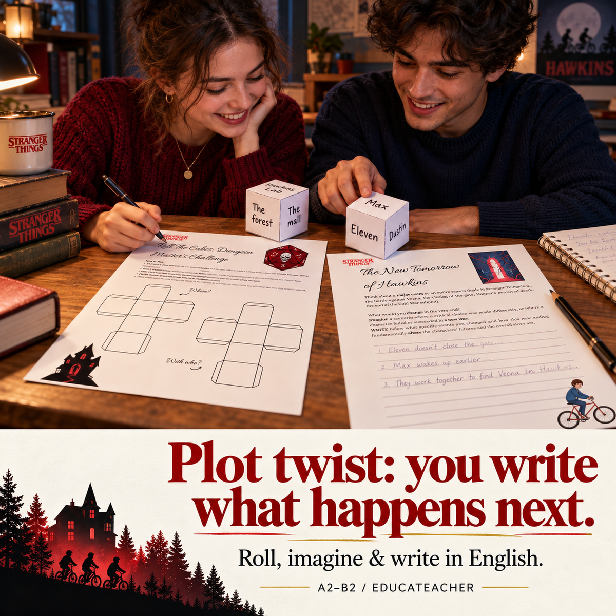 Stranger Things ESL Activities | Creative Writing Pack A2-B2 Educateacher Store